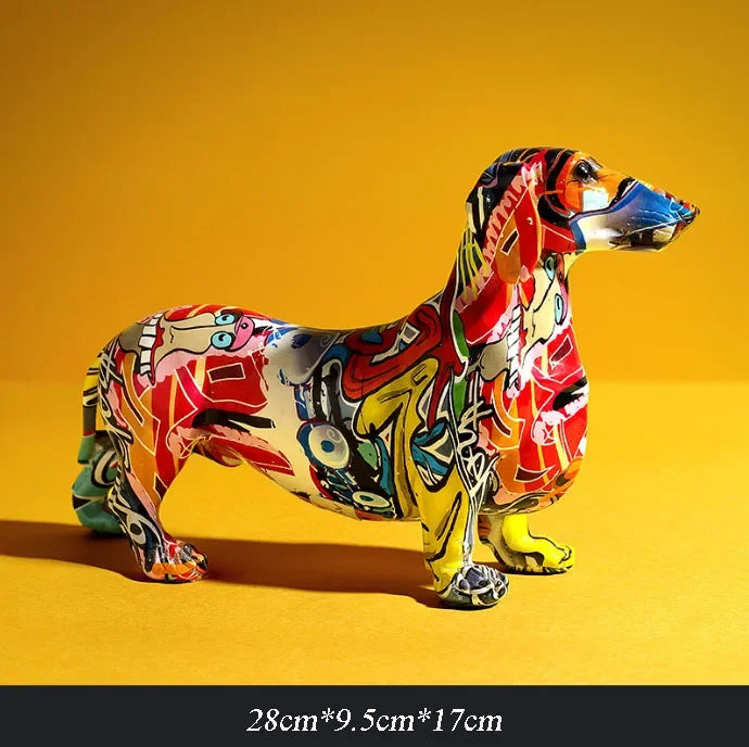 Home Modern Painted Colorful Dachshund Dog Decoration