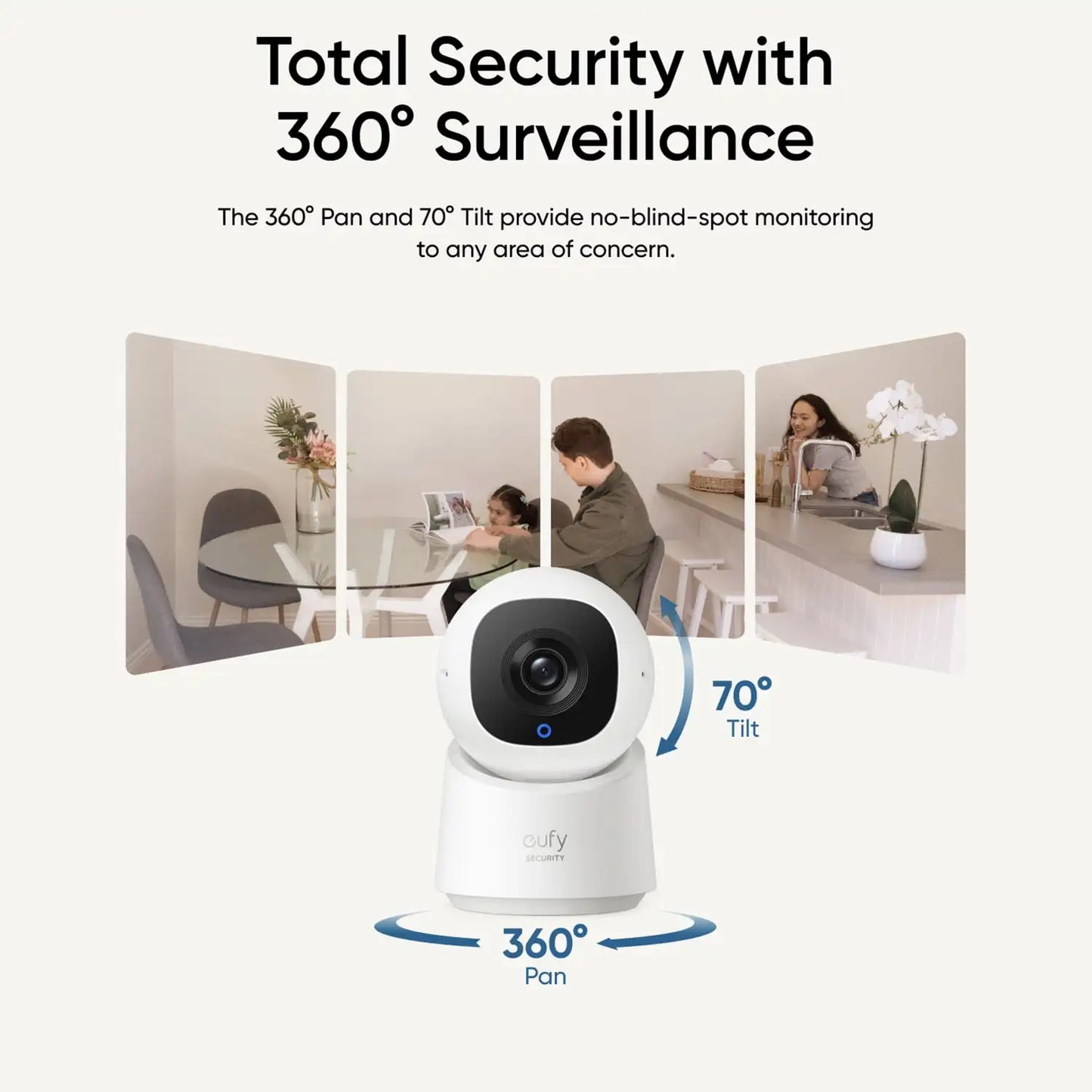 Indoor-Cam C220 Wired 2K Surveillance Camera, 24/7 Recording, AI Human Detection