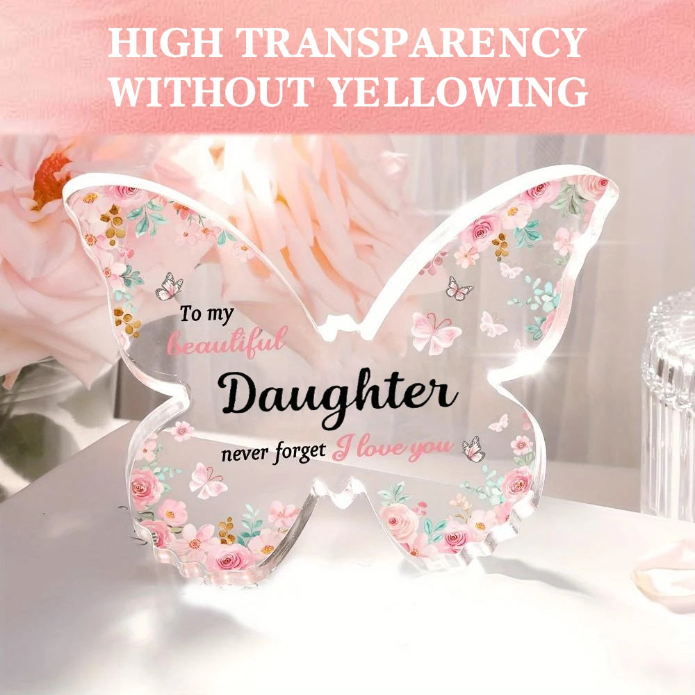Butterfly-shaped Acrylic Plaque Decoration Loving Message Board for Daughter