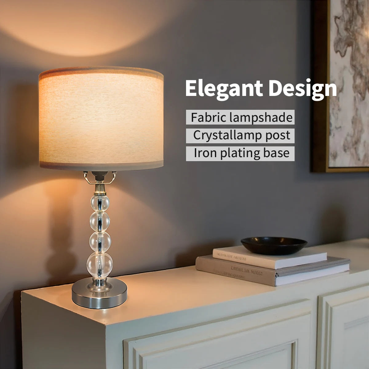 Modern Desk Lamp Set of Two - E26 Socket with Lamp Cap - Linen-Colored Lampshade